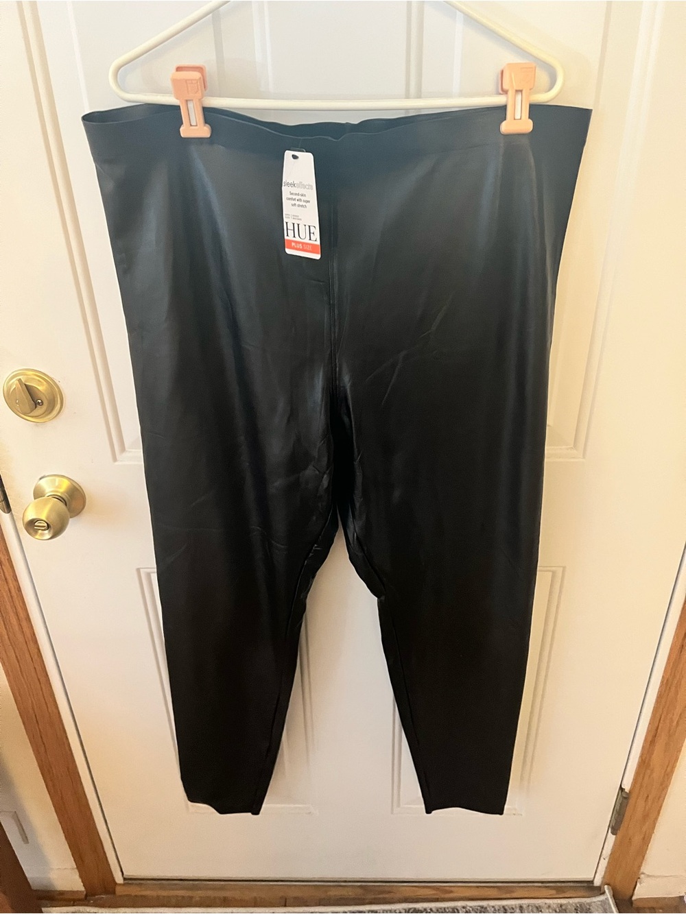 HUE Faux Leather Leggings in Black-Size 2X